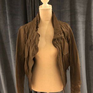 Zara Women's 100% Leather Jacket In Taupe Brown